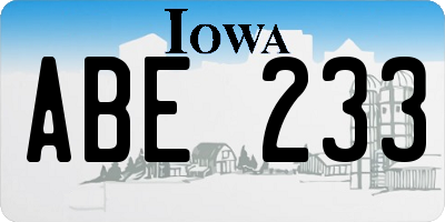 IA license plate ABE233