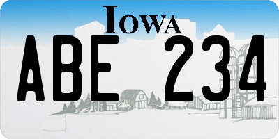 IA license plate ABE234