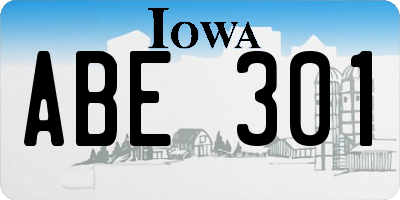 IA license plate ABE301