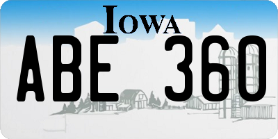 IA license plate ABE360