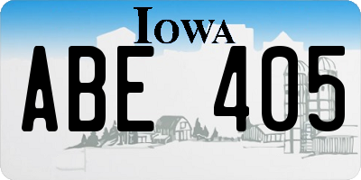 IA license plate ABE405