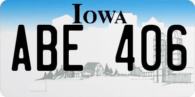 IA license plate ABE406
