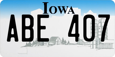 IA license plate ABE407