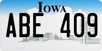 IA license plate ABE409