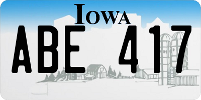 IA license plate ABE417