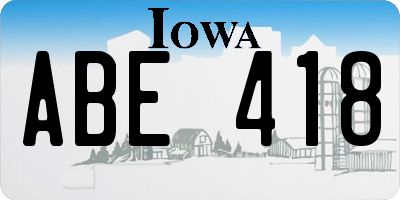IA license plate ABE418