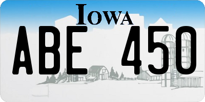 IA license plate ABE450
