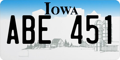 IA license plate ABE451