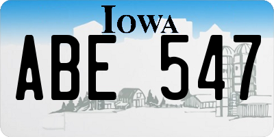 IA license plate ABE547