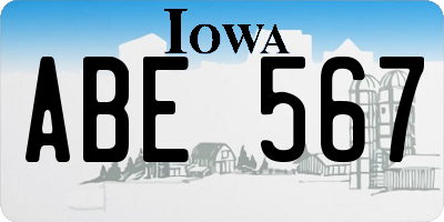 IA license plate ABE567