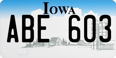 IA license plate ABE603