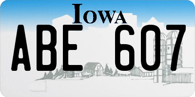 IA license plate ABE607