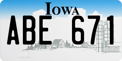 IA license plate ABE671