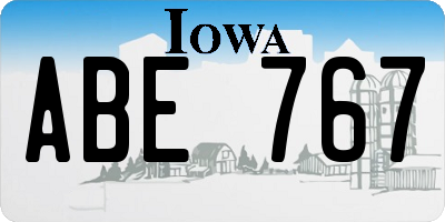 IA license plate ABE767