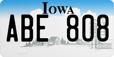 IA license plate ABE808