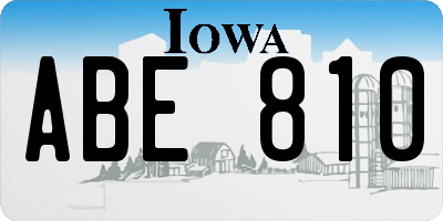 IA license plate ABE810