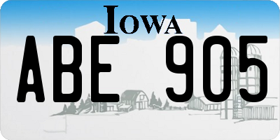 IA license plate ABE905