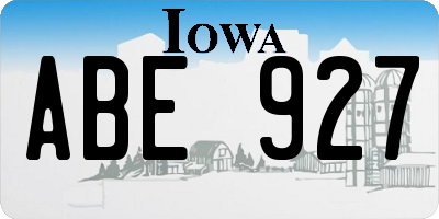 IA license plate ABE927