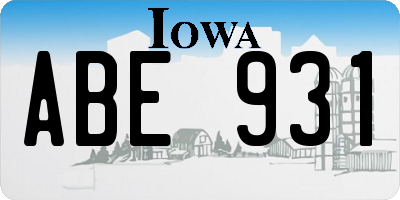 IA license plate ABE931