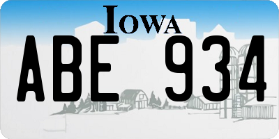 IA license plate ABE934