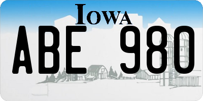 IA license plate ABE980