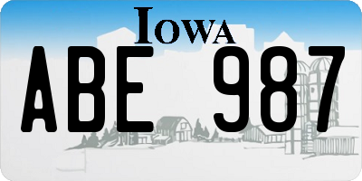 IA license plate ABE987
