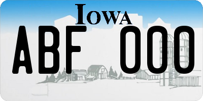 IA license plate ABF000