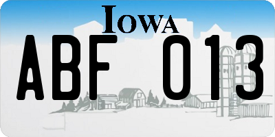 IA license plate ABF013