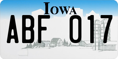 IA license plate ABF017
