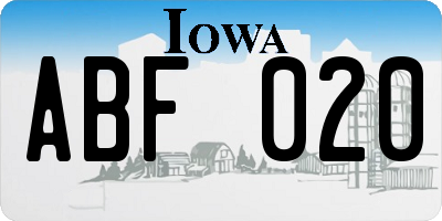 IA license plate ABF020
