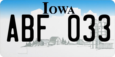 IA license plate ABF033