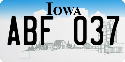IA license plate ABF037