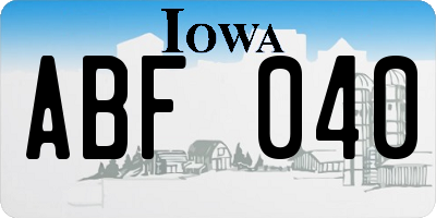 IA license plate ABF040