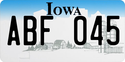 IA license plate ABF045