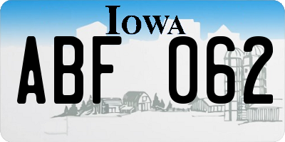 IA license plate ABF062