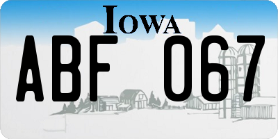 IA license plate ABF067