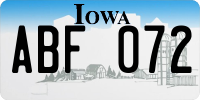 IA license plate ABF072