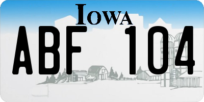 IA license plate ABF104