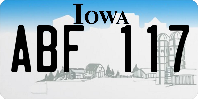 IA license plate ABF117