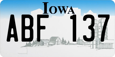 IA license plate ABF137