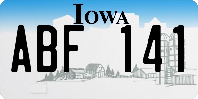 IA license plate ABF141