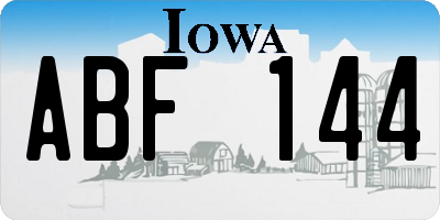 IA license plate ABF144