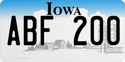 IA license plate ABF200