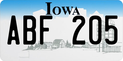 IA license plate ABF205