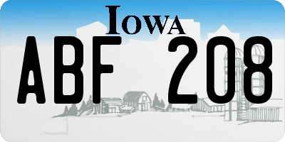 IA license plate ABF208