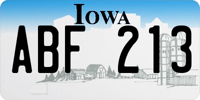 IA license plate ABF213