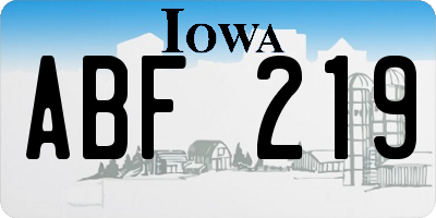 IA license plate ABF219