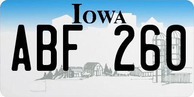 IA license plate ABF260