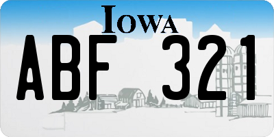 IA license plate ABF321
