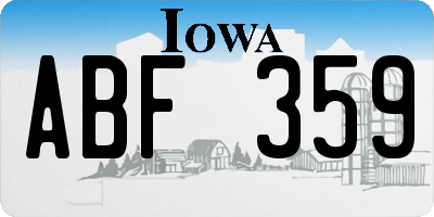 IA license plate ABF359